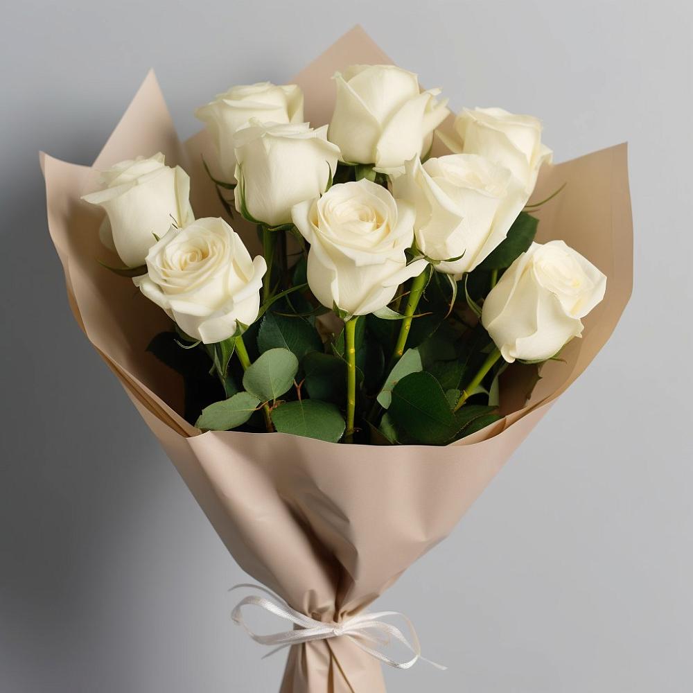 Букет 9 Белых роз Эдлесс Лав в Хоре