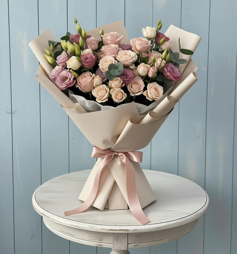 Букет цветов из: Розы и Лизиантусы в Хоре