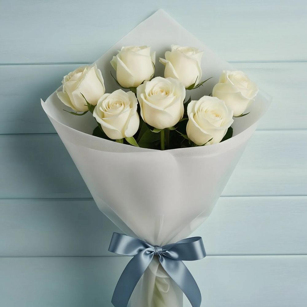 Букет 7 Белых роз Эдлесс Лав в Хоре